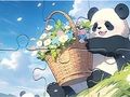 Juego Rompecabezas: Cesta Flor Panda  en línea