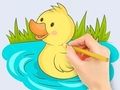 Juego Libro para colorear: Pato bebé nadando  en línea