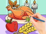 Juego Libro para colorear: Comida de pavo de Acción de Gracias  en línea