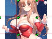 Juego Rompecabezas de azulejos de chicas anime con vestido rojo  en línea