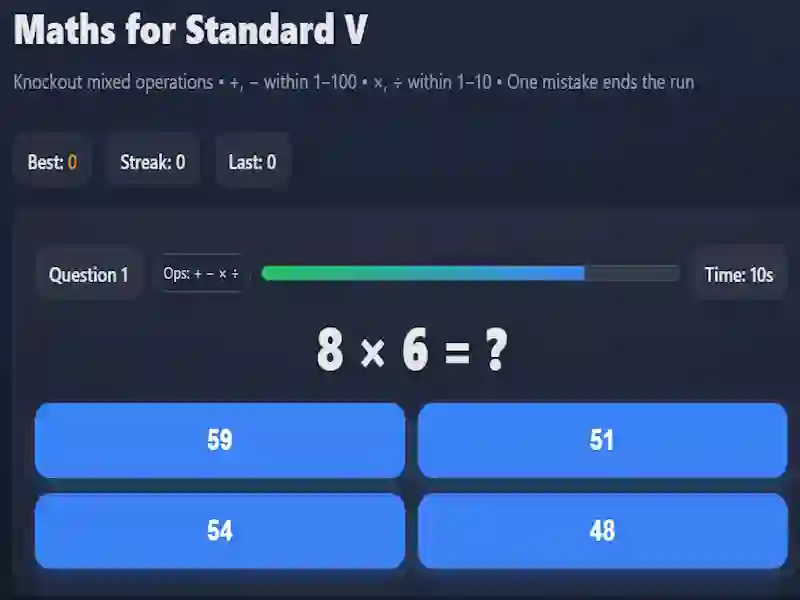Juego Maths for Standard V en línea