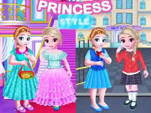Juego Little Girls School vs Princess Style en línea