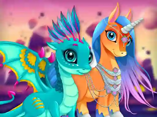 Juego Cute Unicorns And Dragons Puzzle en línea