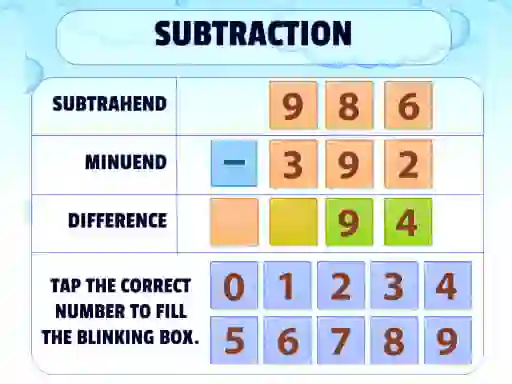 Juego Subtraction Practice en línea