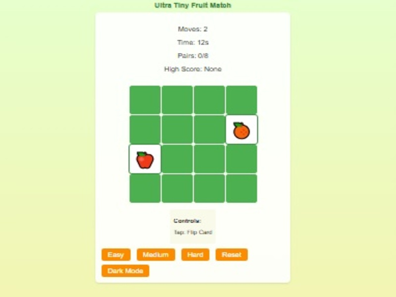 Juego Memory de la fruta coincide con el rompecabezas del cerebro en línea