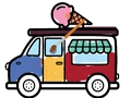 Juego Camiones de helados para colorear  en línea
