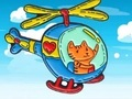 Juego Libro para colorear: Gato conduciendo helicóptero  en línea