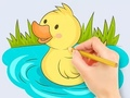 Juego Libro para colorear: Pato bebé nadando  en línea