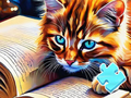 Juego Rompecabezas: lectura de gatos  en línea