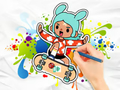 Juego Libro para colorear: patineta Toca Boca  en línea