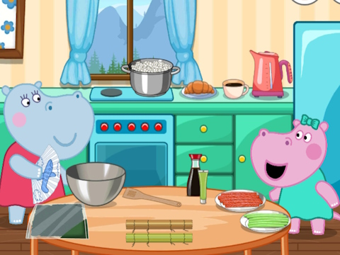 Juego Fiesta de cocina japonesa con hipopótamos  en línea