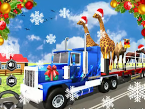 Juego Camión transportador de animales navideños  en línea