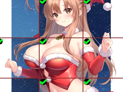 Juego Rompecabezas de azulejos de chicas anime con vestido rojo  en línea