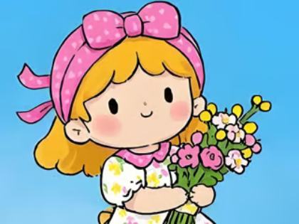 Juego Rompecabezas: niña de las flores  en línea