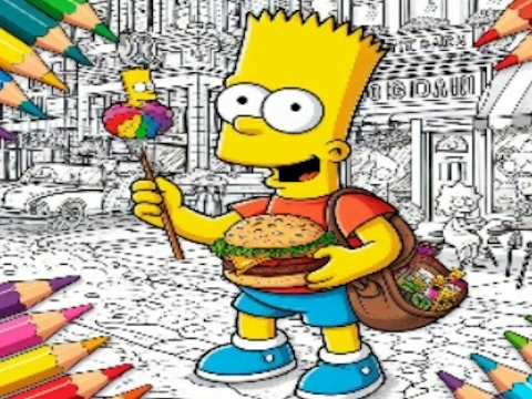 Juego Regreso a la escuela Simpsons para colorear  en línea