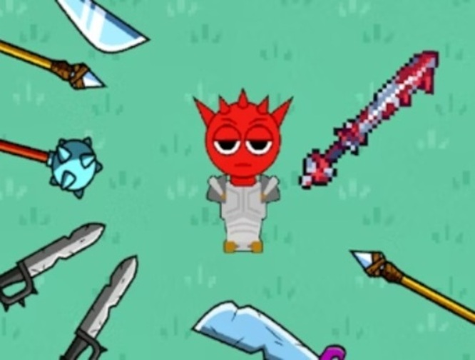 Juego Sprunki rojo con una espada  en línea