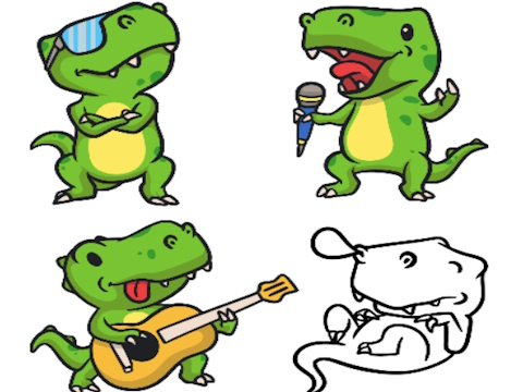 Juego Haga clic y colores Dinosaurios  en línea