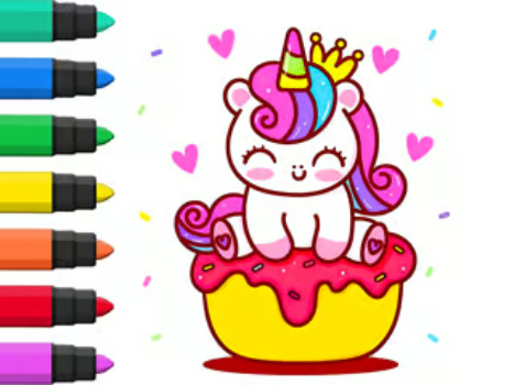 Juego Libro para colorear: Cupcake de unicornio  en línea