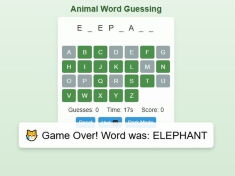 Juego Juego de adivinanzas de Word Animal  en línea