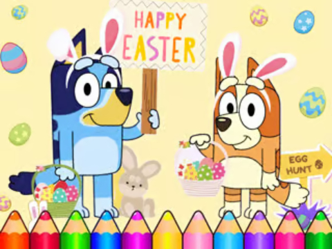Juego Libro para colorear: Azuly Happy Pascua  en línea