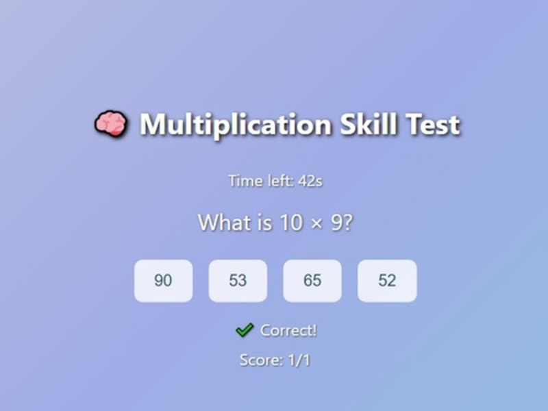 Juego Prueba de habilidad de multiplicación en línea