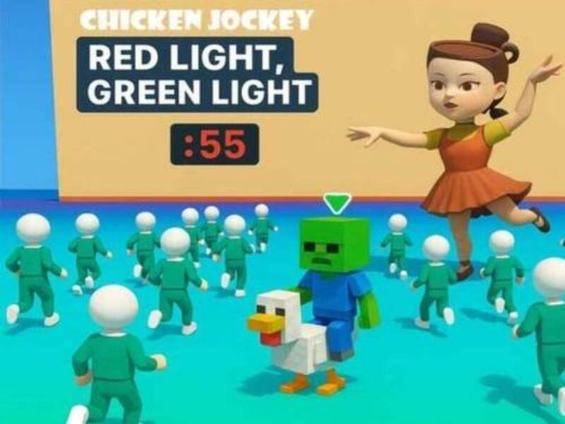 Juego Jockey de pollo: luz roja de color verde claro en línea